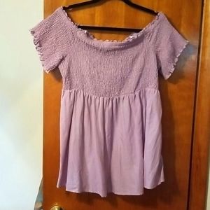 Torrid off-shoulder ruched babydoll top sz 1